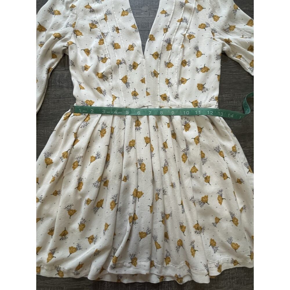 Free People Womens Tegan Long Bell Sleeve Floral Printed Boho Mini Dress Size 2 - Picture 11 of 13